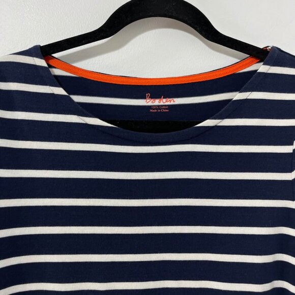 Boden Navy Striped Casual Luxe Preppy Cotton Long Sleeve Coastal Dress [size S] - Picture 4 of 9